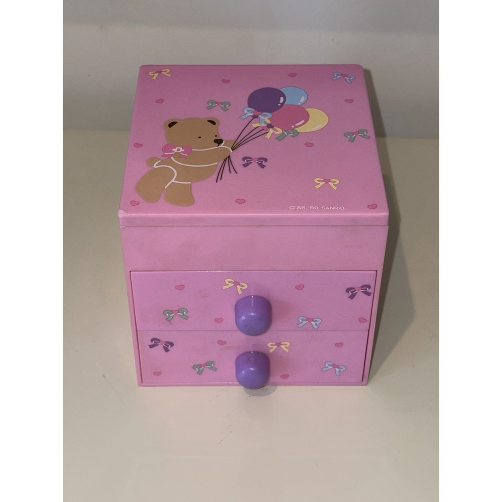 Vintage 1990 Sanrio Tweedle Dee Dee Teddy Bear Jewelry Box Lid Organizer - Picture 11 of 12